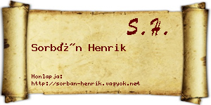 Sorbán Henrik névjegykártya