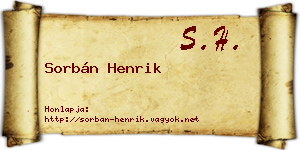 Sorbán Henrik névjegykártya